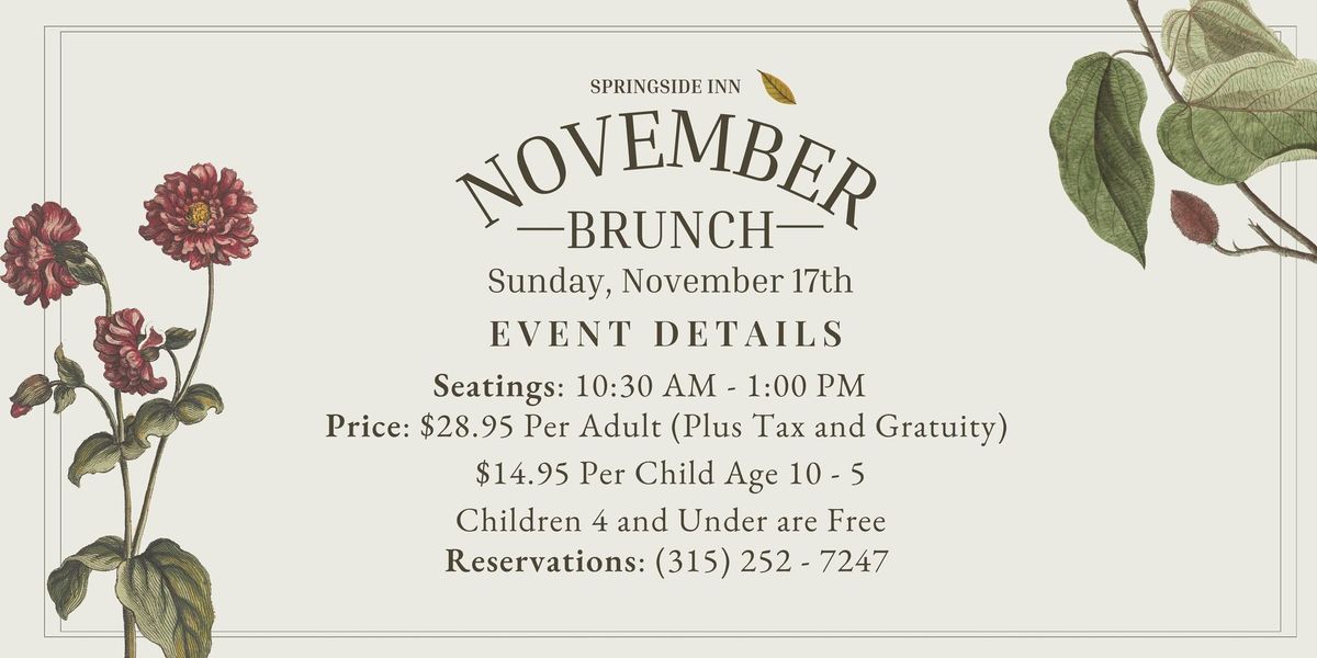 Springside Inn November Monthly Brunch 