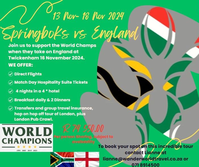 Springbok Rugby World Cup Champs vs England