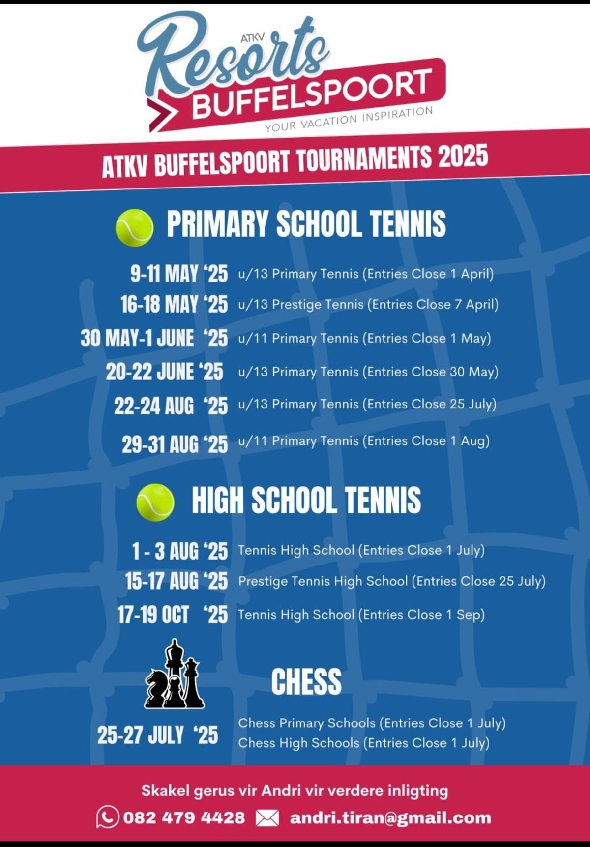 School Tournaments at ATKV Buffelspoort