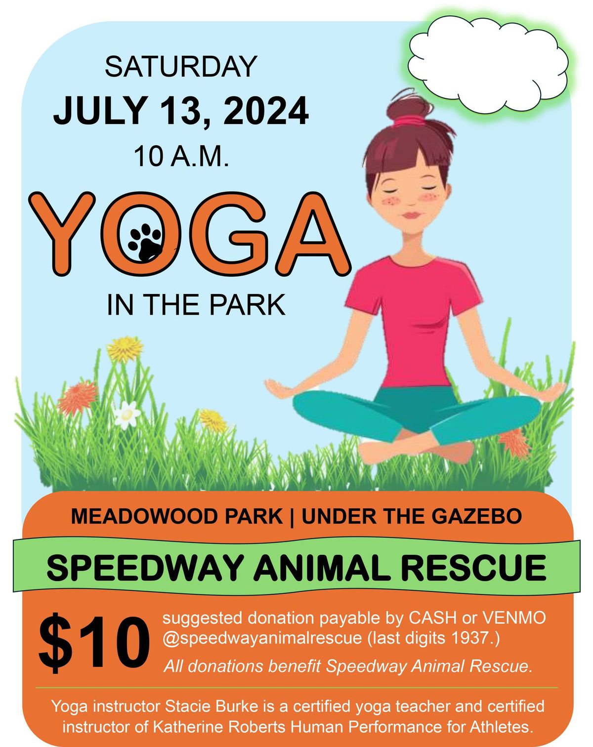 Yoga in the Park Benefitting Speedway Animal Rescue 