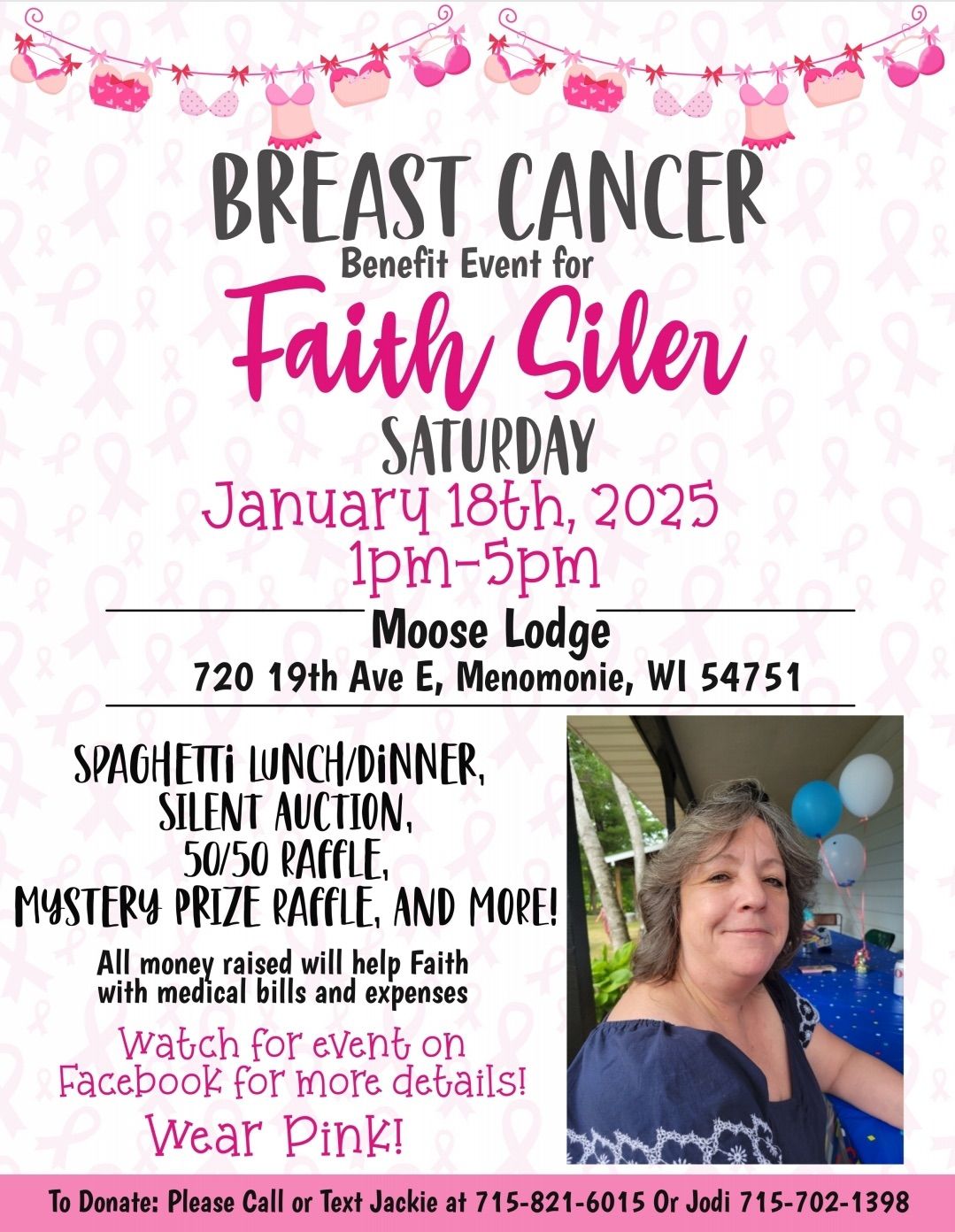 Breast cancer benefit for Faith Siler