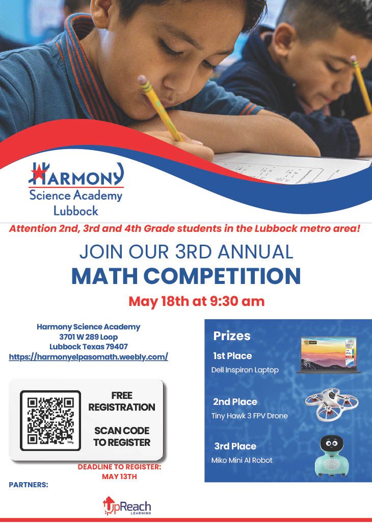 HSA Lubbock 3rd Annual Math Competition. Registration: https:\/\/harmonyelpasomath.weebly.com\/lubbock