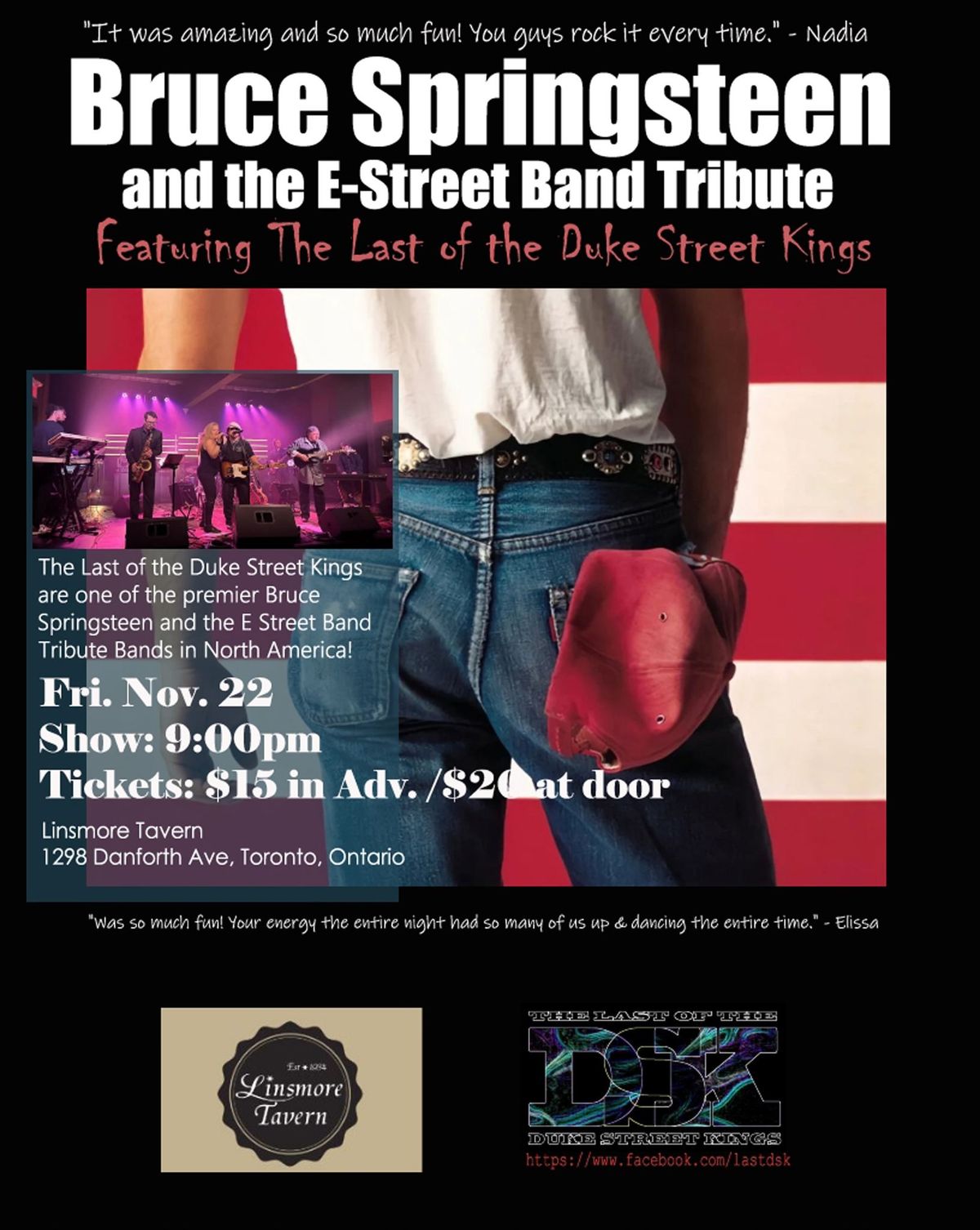 The Last of the Duke Street Kings Tribute to Bruce Springsteen and the E Street Band, @ the Linsmore