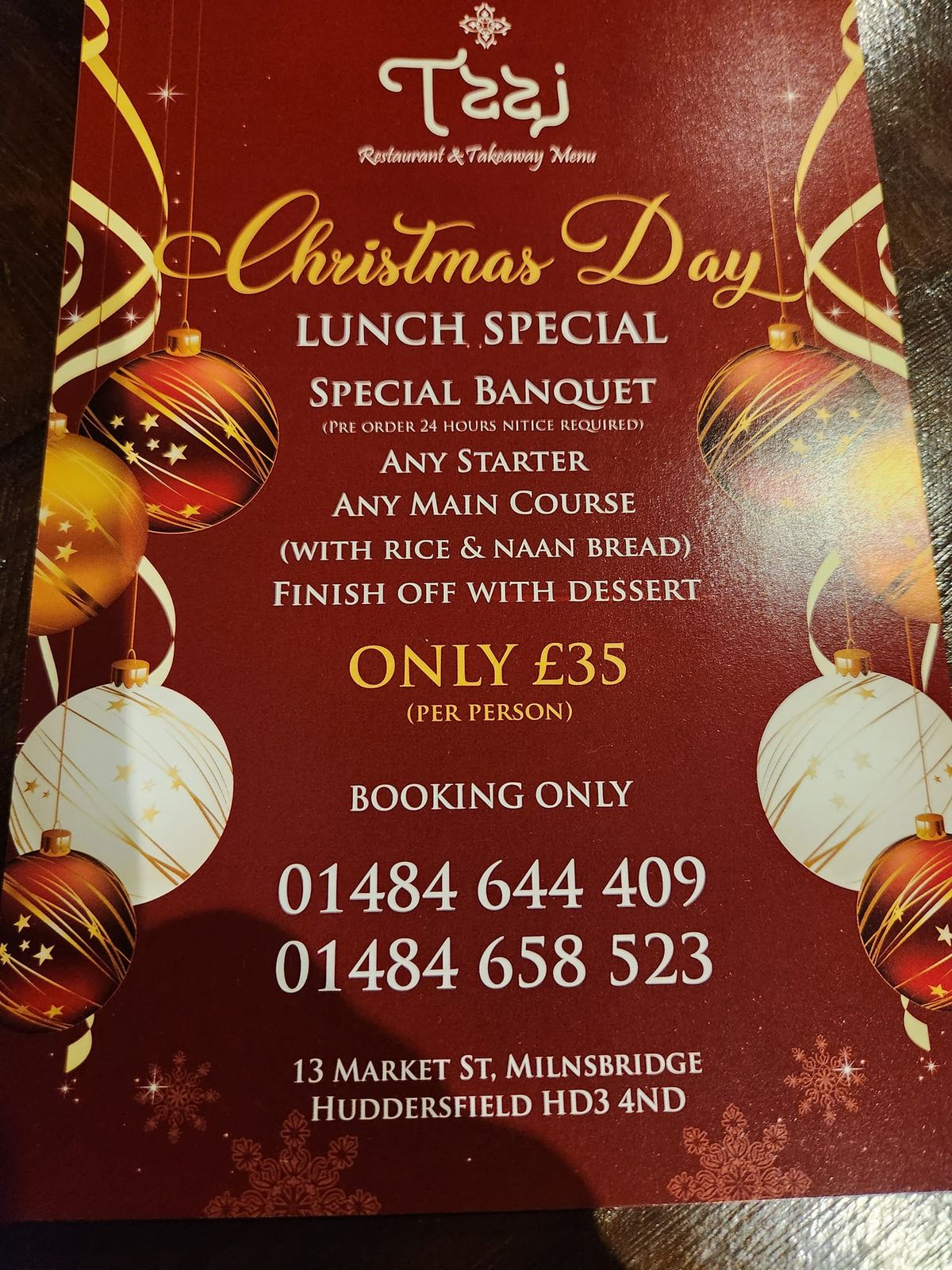 Christmas Day Table Booking