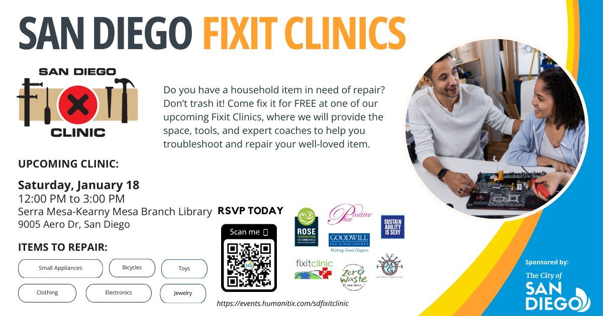 SD Fixit Clinic at Serra Mesa-Kearny Mesa Branch Library