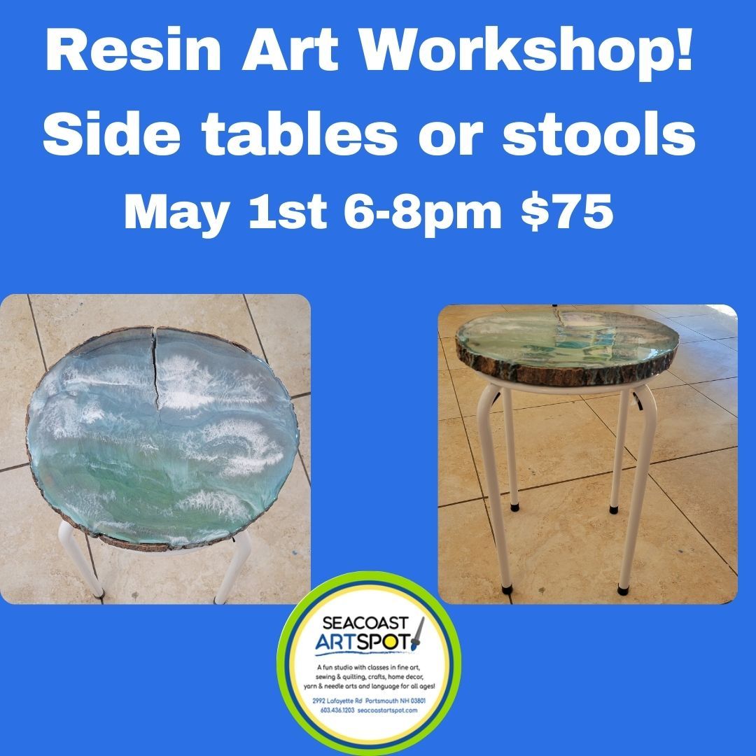 Resin Art Workshop! Make 2 side tables or stools. $75