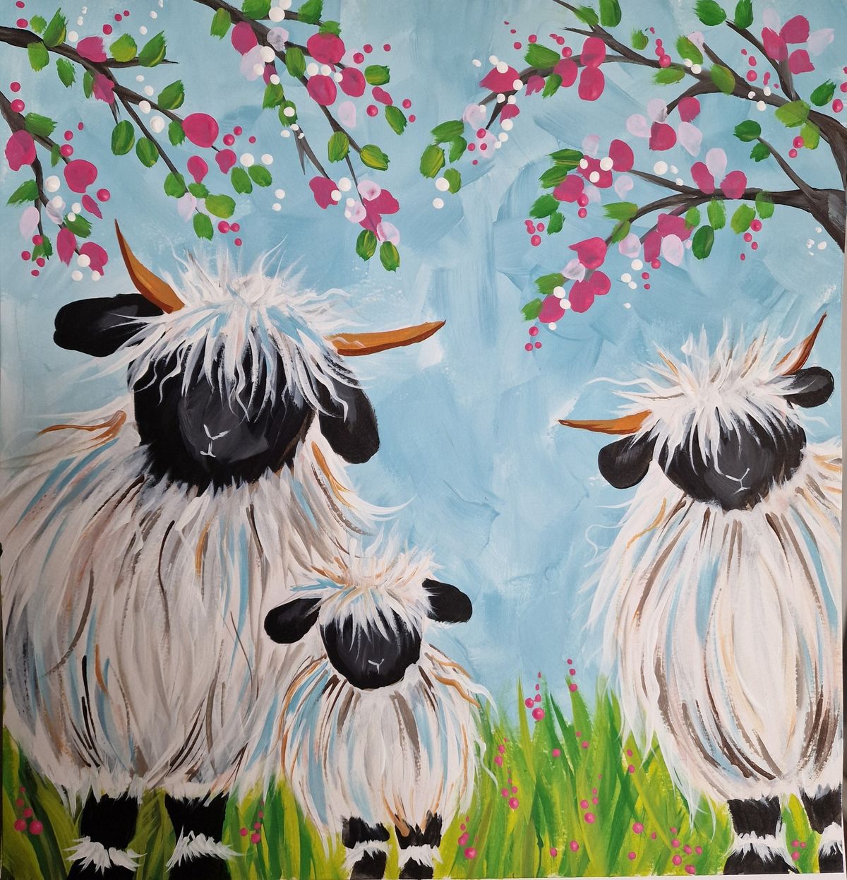 Paint & Prosecco Spring Valais Sheep at the Wyvern, Taunton