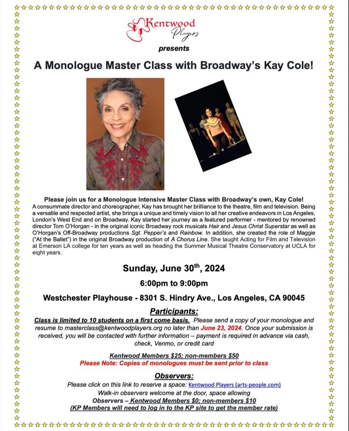 Kentwood's Monologue Master Class with Kay Cole