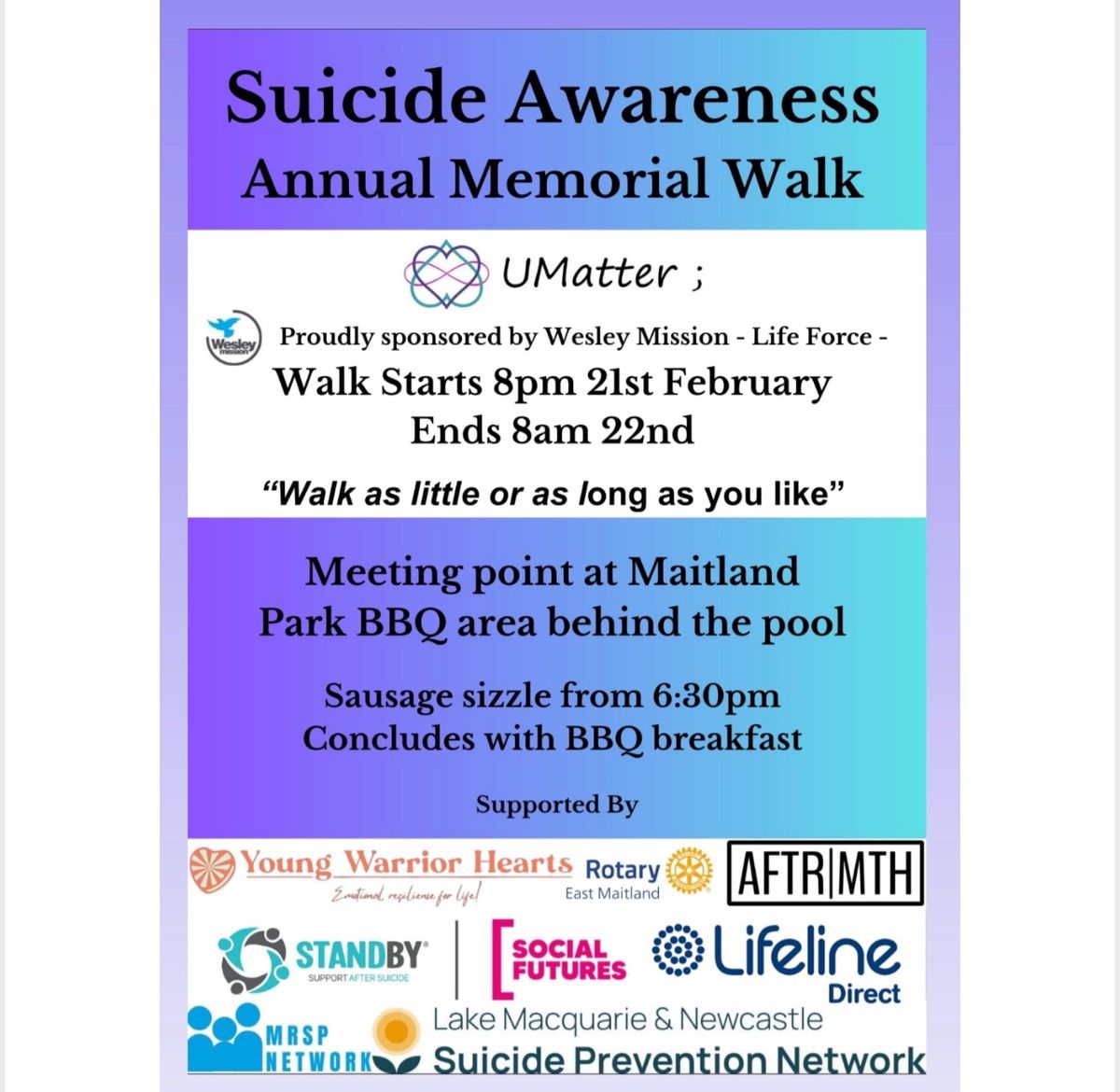 Suicide Awareness Memorial Walk 2025