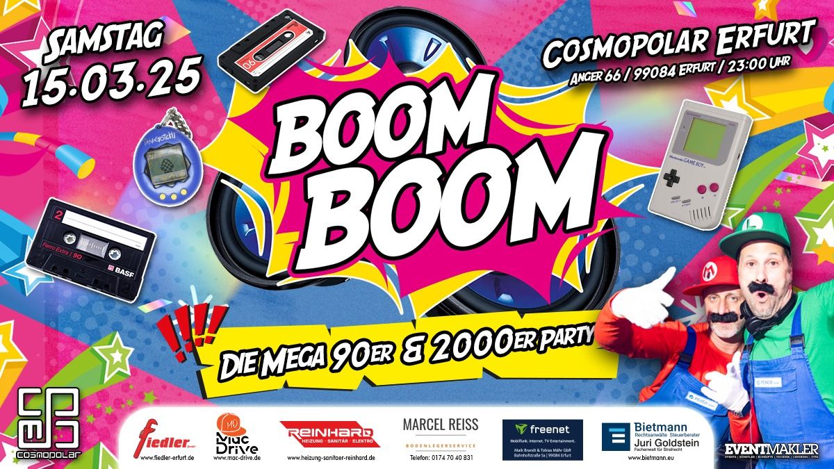 15.03. BOOM BOOM - die MEGA 90er und 2000er Party mit Mario & Luigi in Erfurt