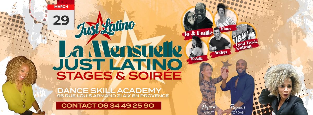 La mensuelle just latino du 29 mars : stages & soir\u00e9e salsa \/ bachata 