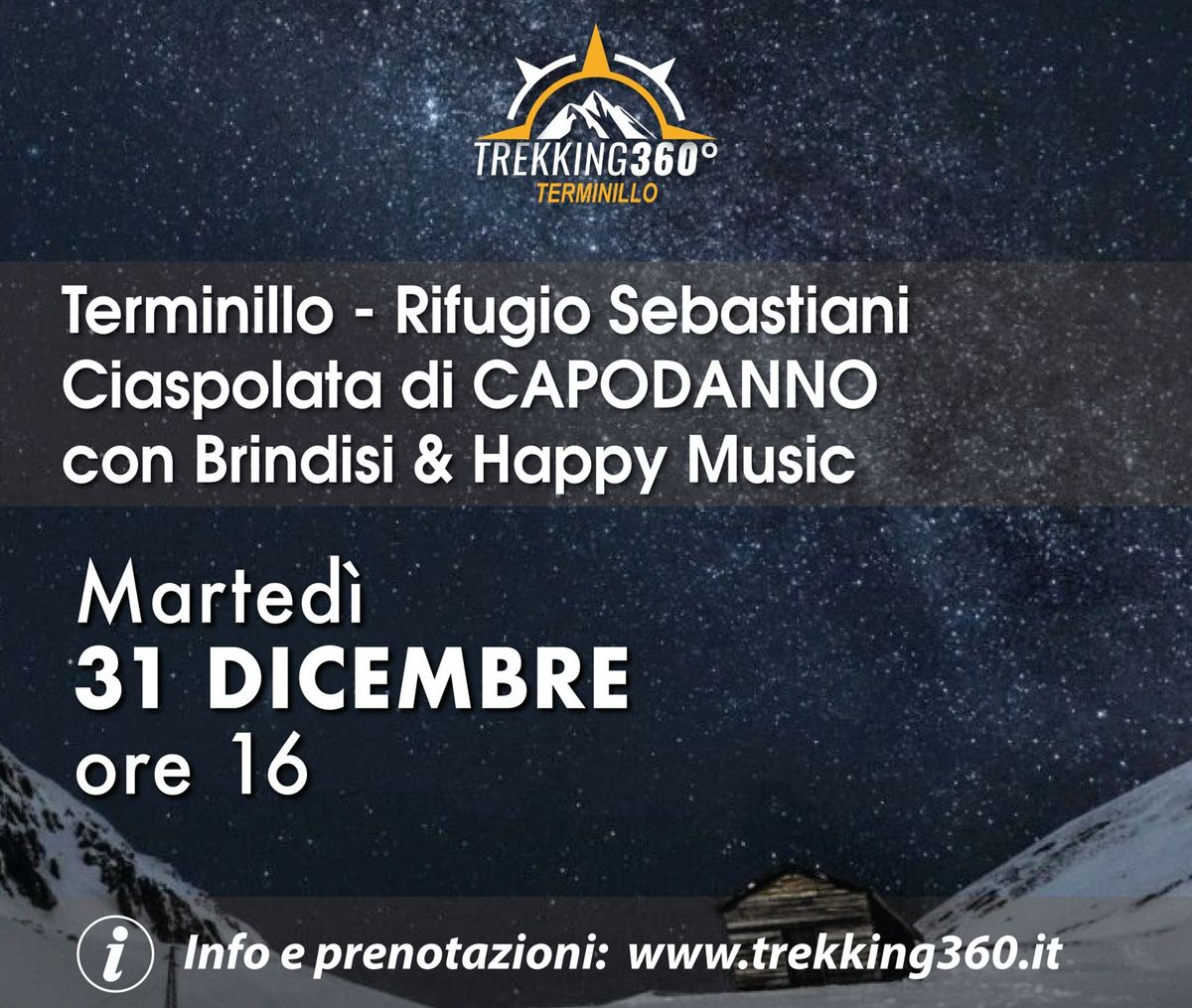 \ud83c\udfde\ud83c\udf7eTerminillo \u2013 Ciaspolata di fine anno con Brindisi & Happy Music al Rifugio Sebastiani