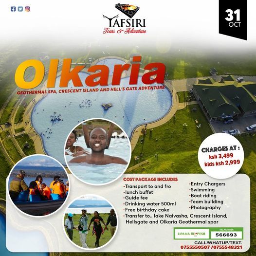 Olkaria Geothermal spa ,Hells Gate and Crescent Island Adventure