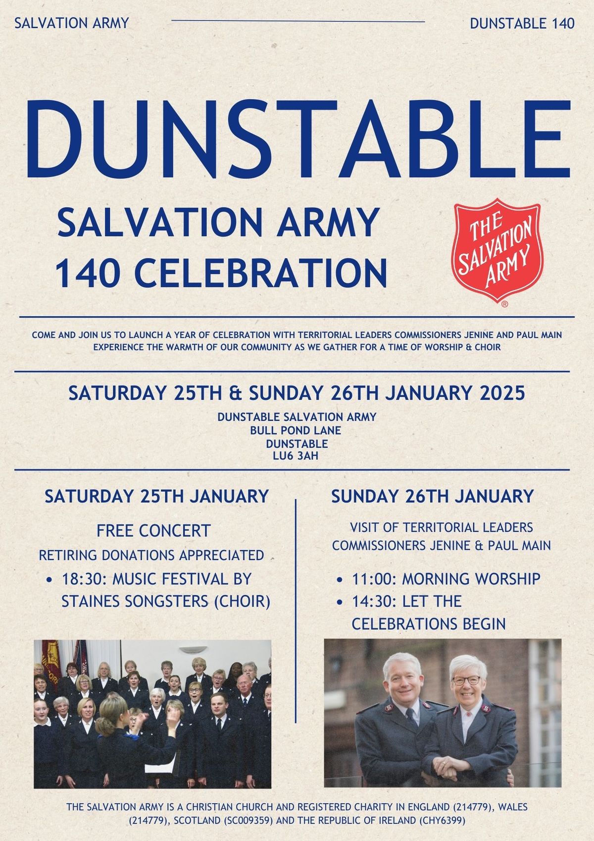 Celebrating 140 Years of The Salvation Army In Dunstable