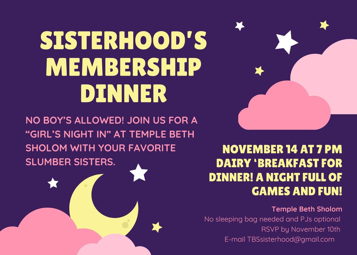 Sisterhood Paid-Up Membership Dinner