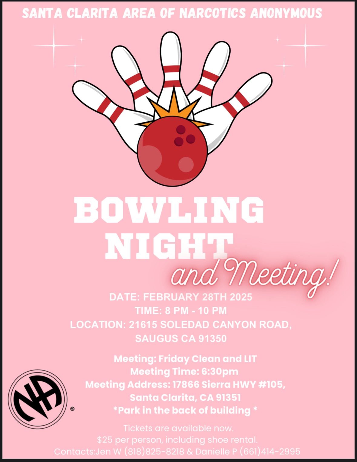 SCV Bowling Night & NA Meeting 