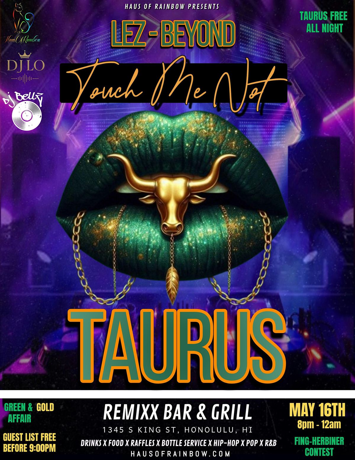 Lez-Beyond: Touch Me Not Taurus - Green & Gold Affair