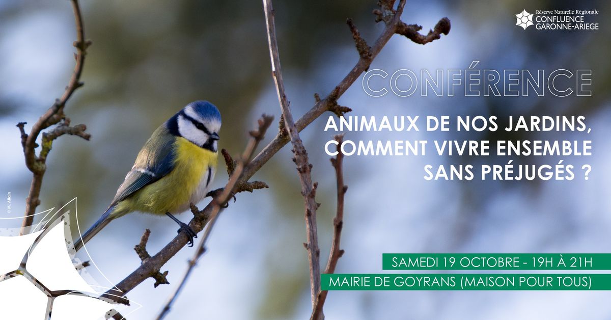 Conf\u00e9rence : Animaux de nos jardins, comment vivre ensemble sans pr\u00e9jug\u00e9s ?