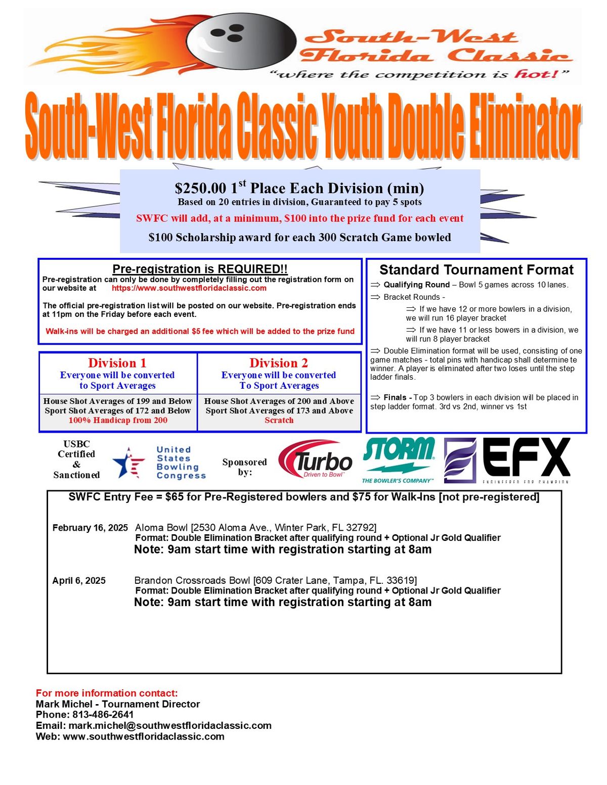 South-West Florida Classic Youth Double Eliminator April 2025 + Optional Jr Gold Qualifier