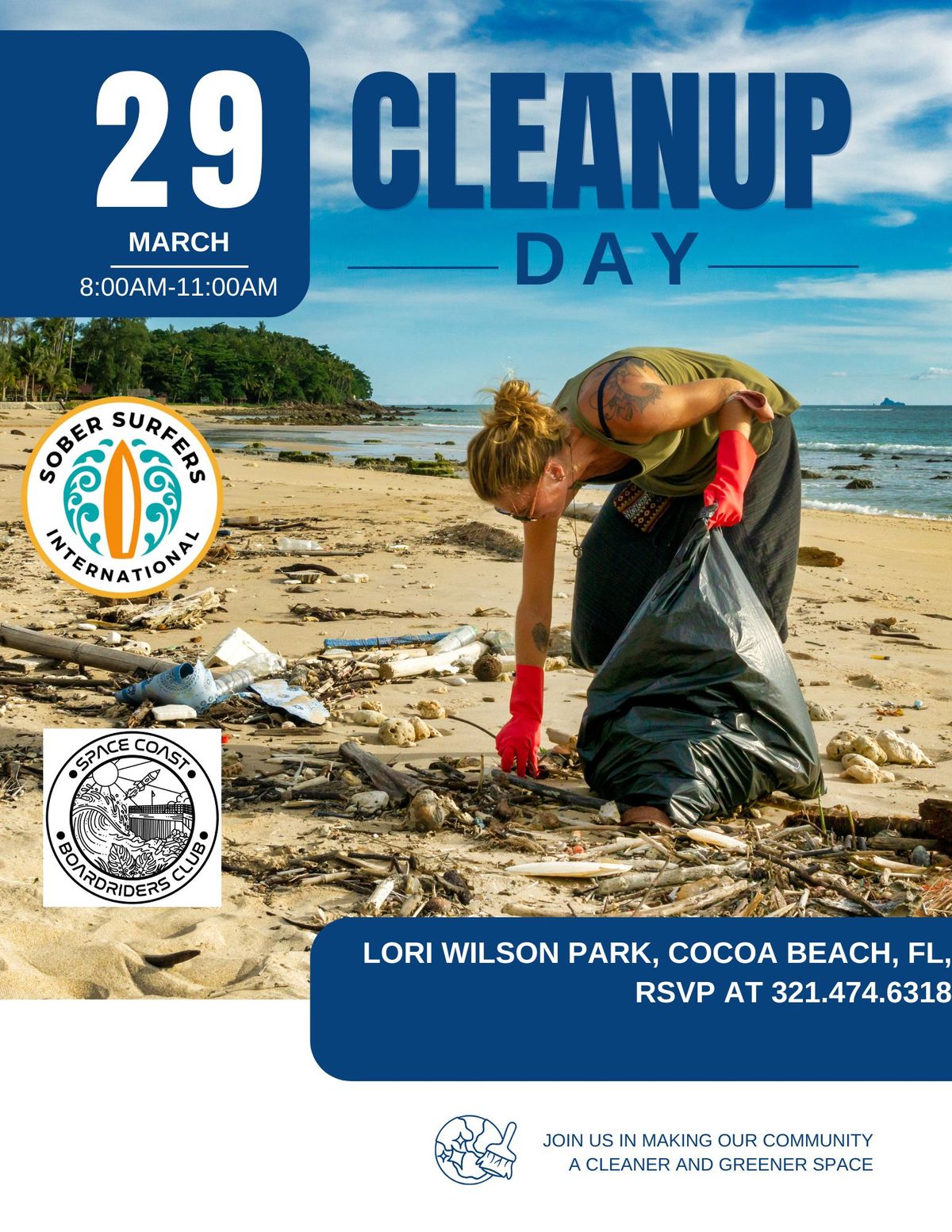 Beach Cleanup with Sober Surfers and Space Coast Boardriders! \ud83c\udf0a\ud83c\udf0e