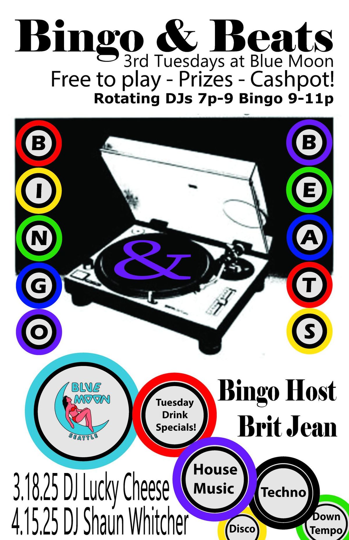 Bingo & Beats! 3rd Tuesdays at Blue Moon!