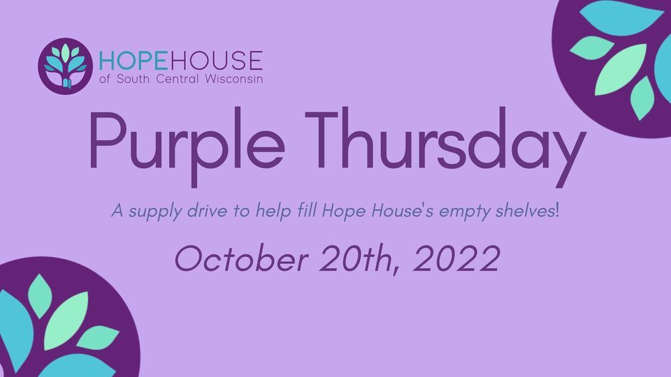 Purple Thursday Supply Drive for Hope House! 