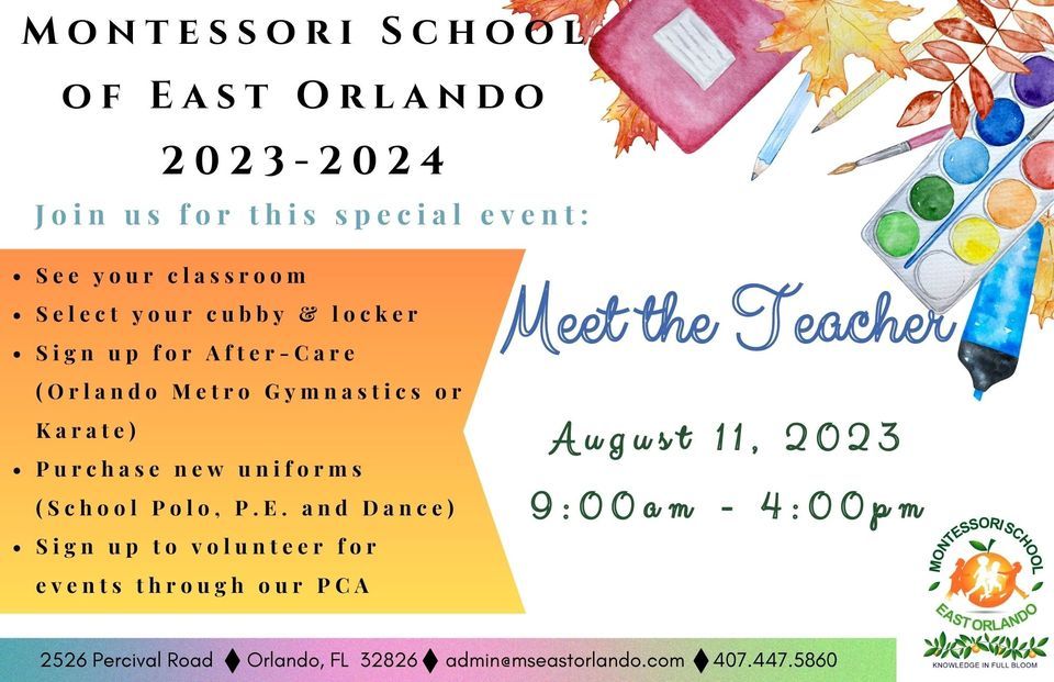 Meet The Teacher 2023-2024, Montessori School of East Orlando ...