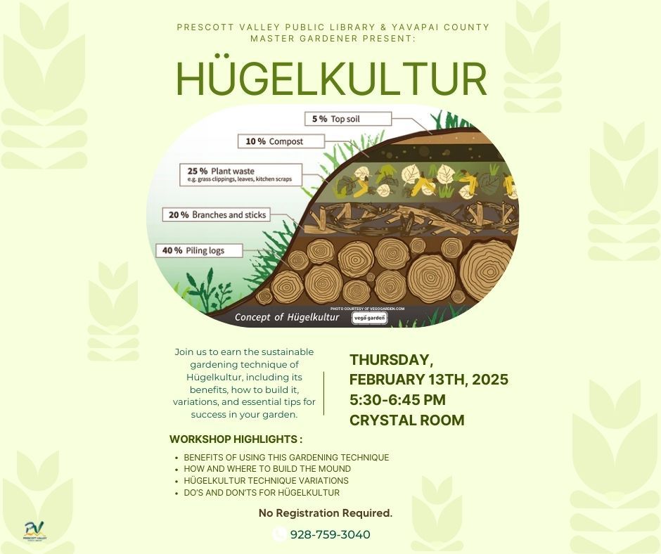 Prescott Valley Public Library & Yavapai County Master Gardeners present: H\u00fcgelkultur, In-person 