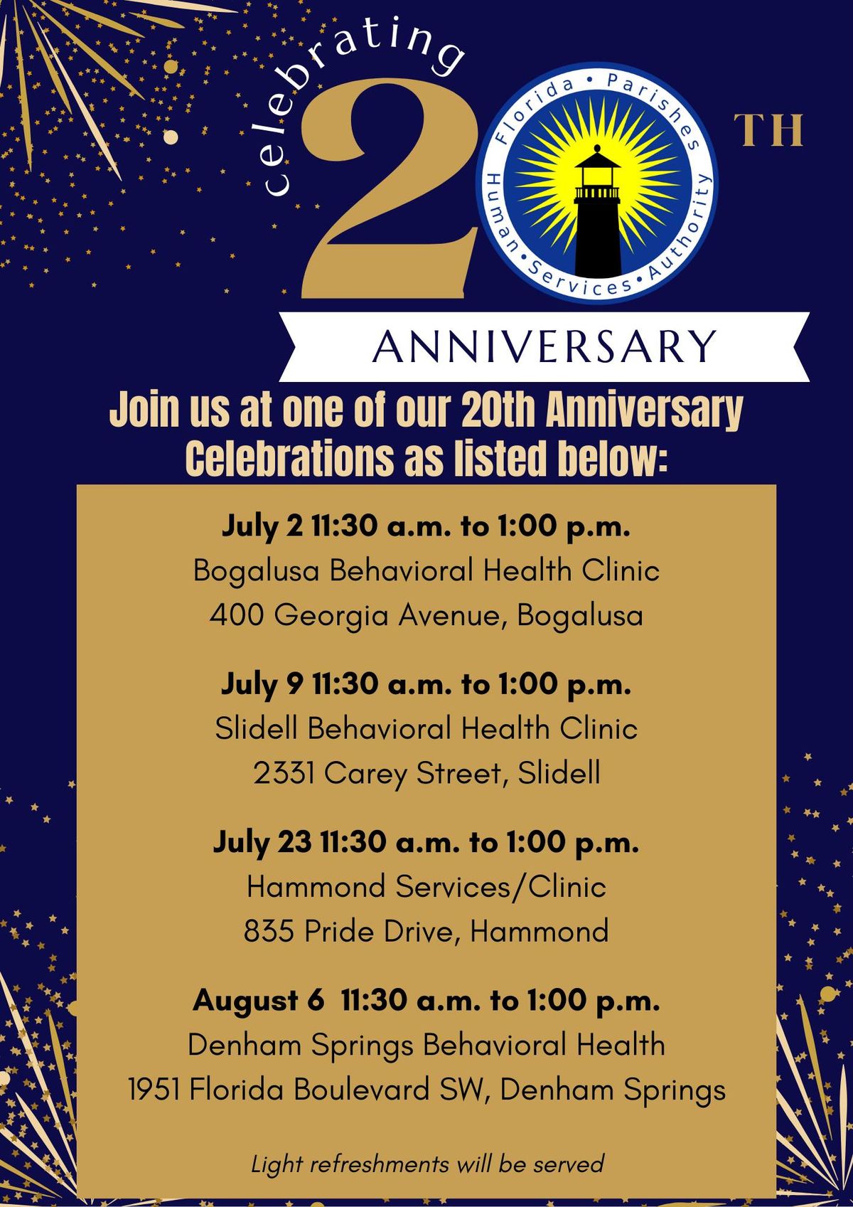 20th Anniversary Celebration- Slidell Behavioral Health Clinic