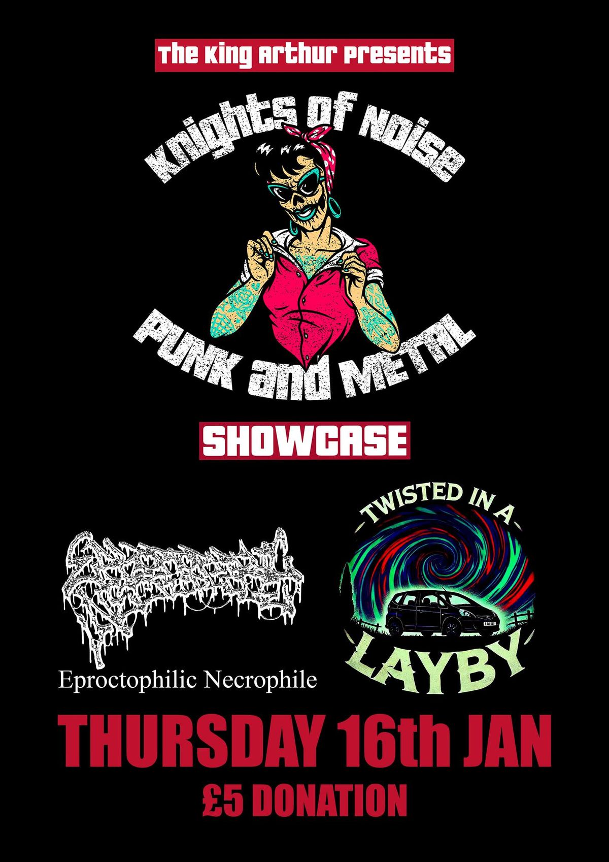 Knights Of Noise Punk and Metal Showcase Featuring Eproctophilic Necrophile & Twisted In A Lay-by.