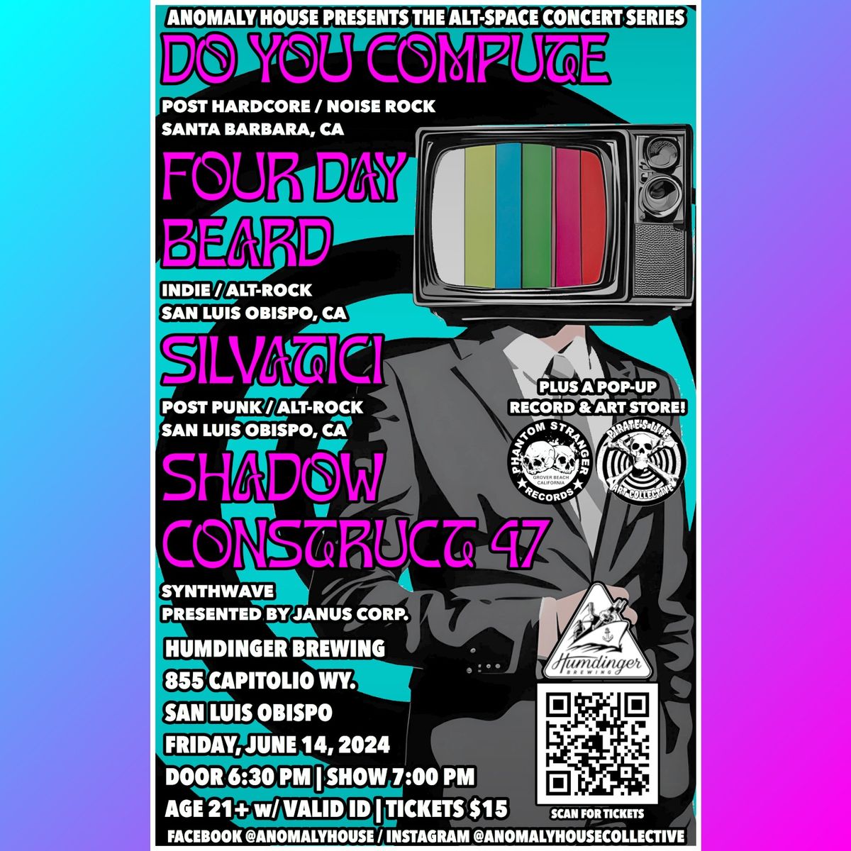 DO YOU COMPUTE, FOUR DAY BEARD, SILVATICI, and SHADOW CONSTRUCT 47 Live in Concert