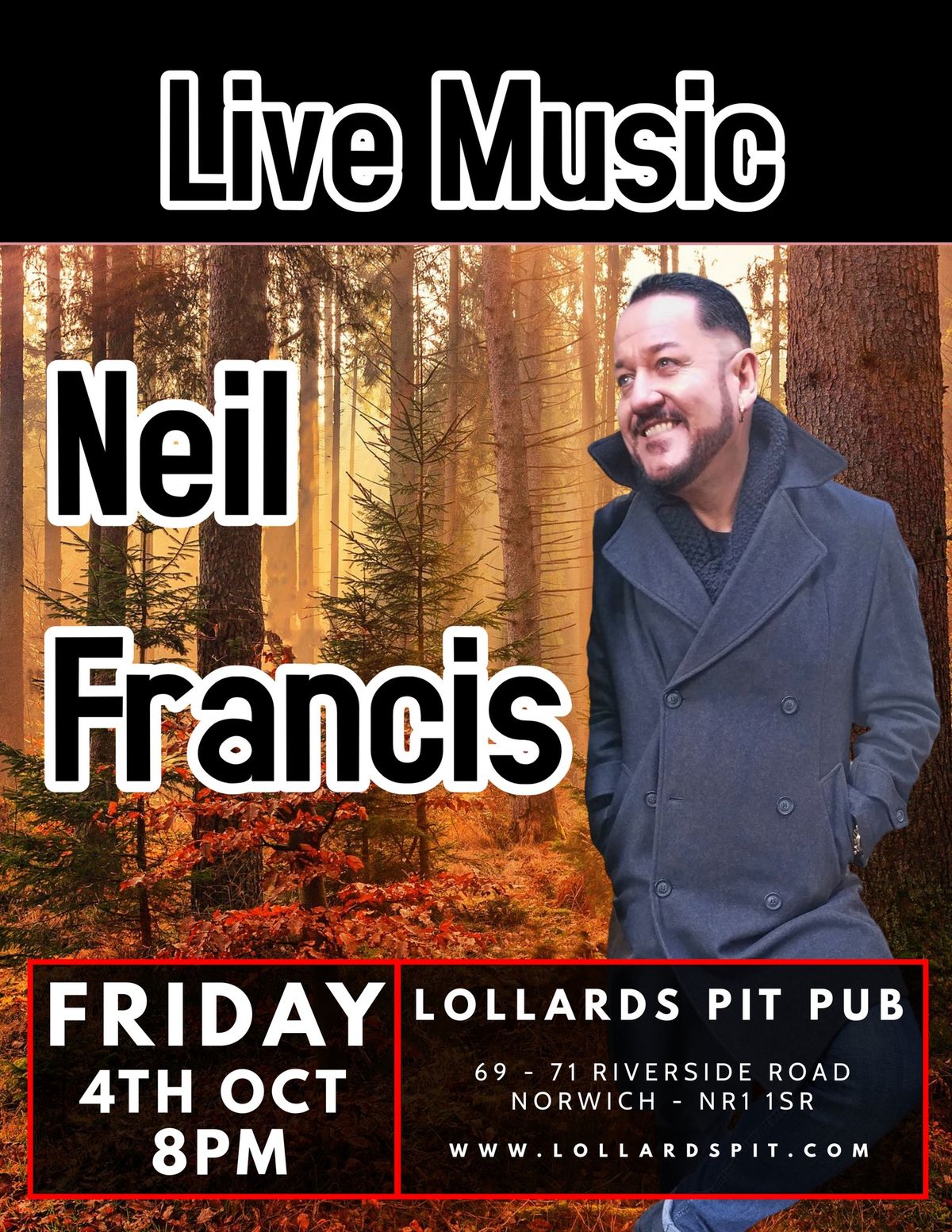 Live Music - Neil Francis Fri 4th Oct