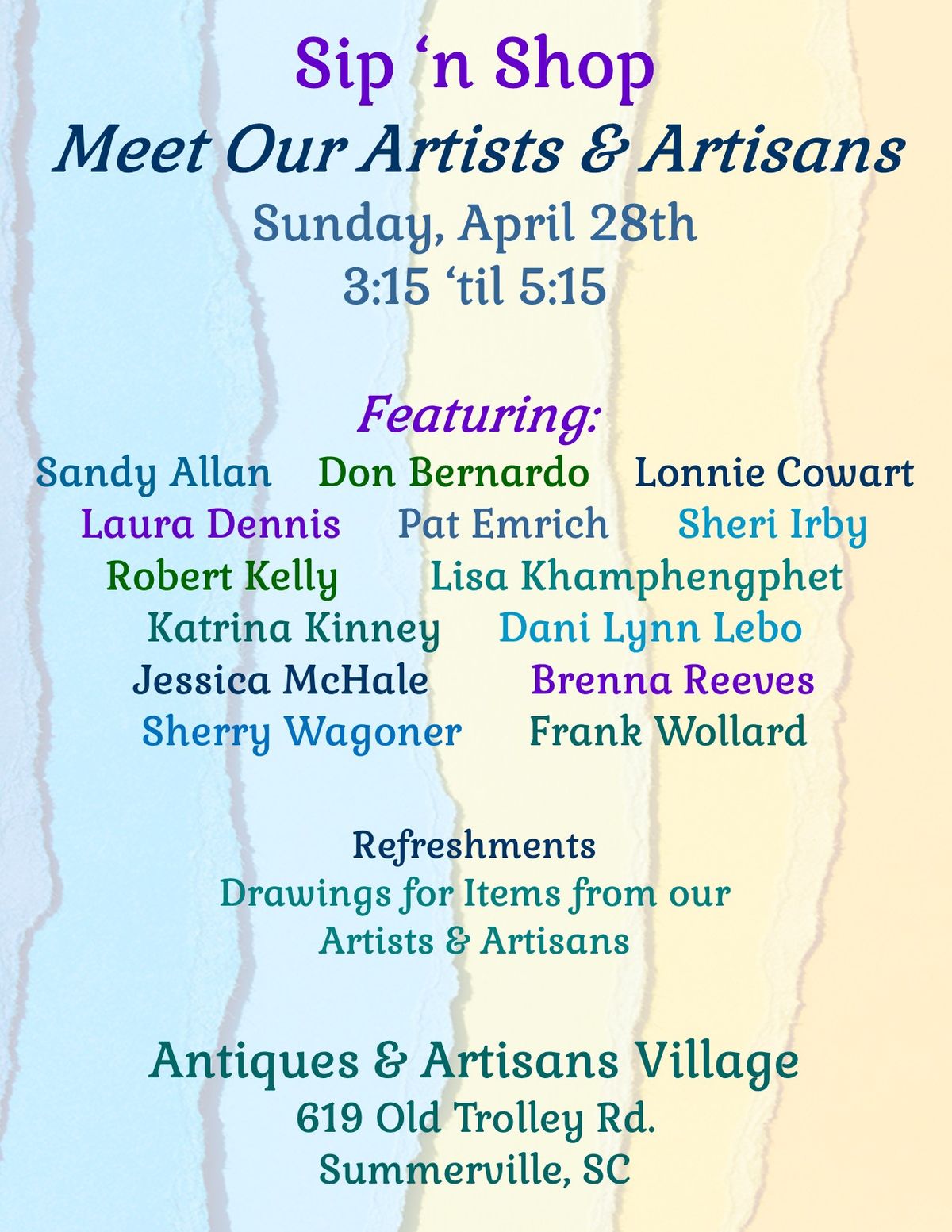 Meet Our Artists & Artisans and Sip 'n Shop