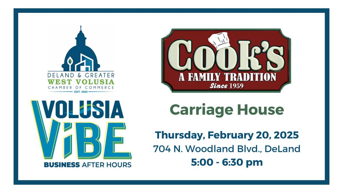 Volusia Vibe: Business After Hours at Cook's Cafe Carriage House