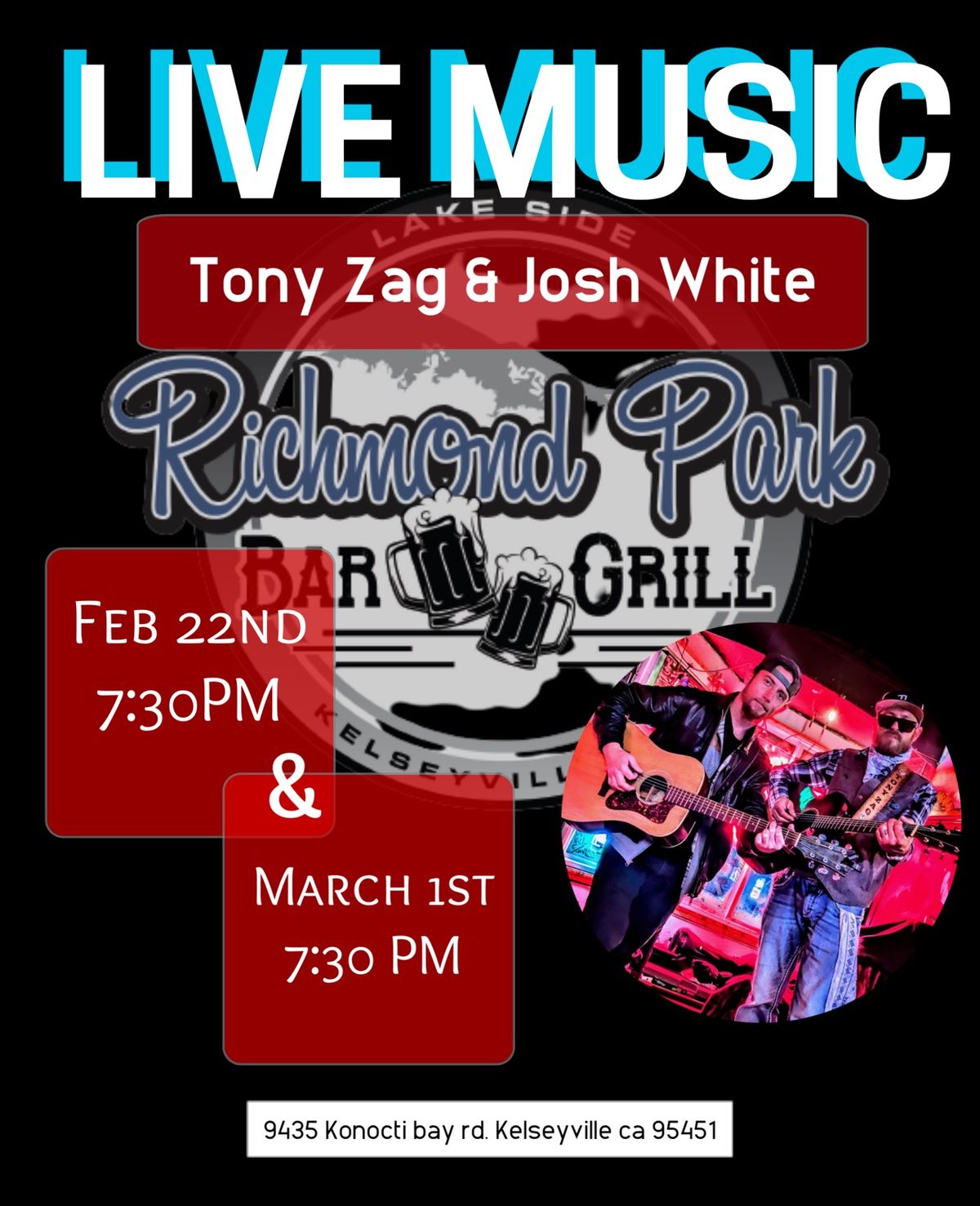 Live music with Tony Zag & Josh white 