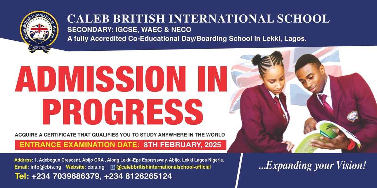 Entrance Examination into Caleb British International School