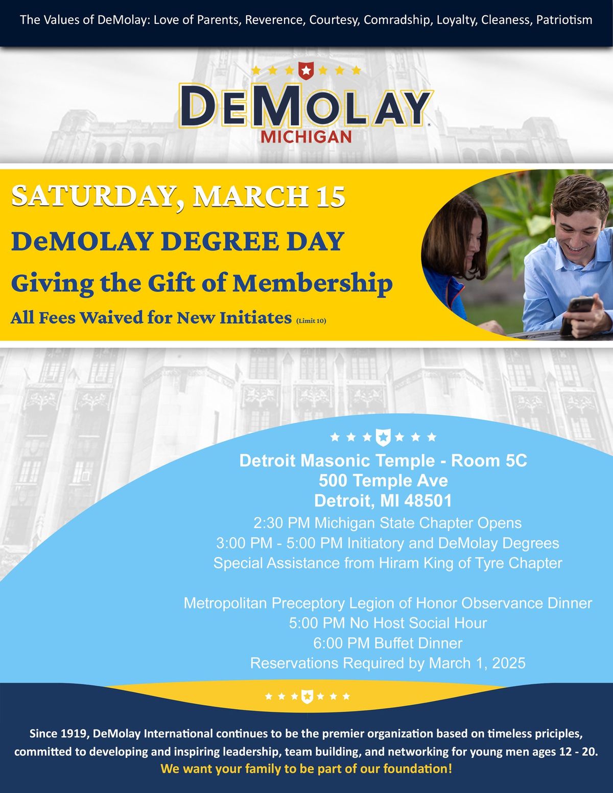 Michigan DeMolay Degree Day & LOH Dinner