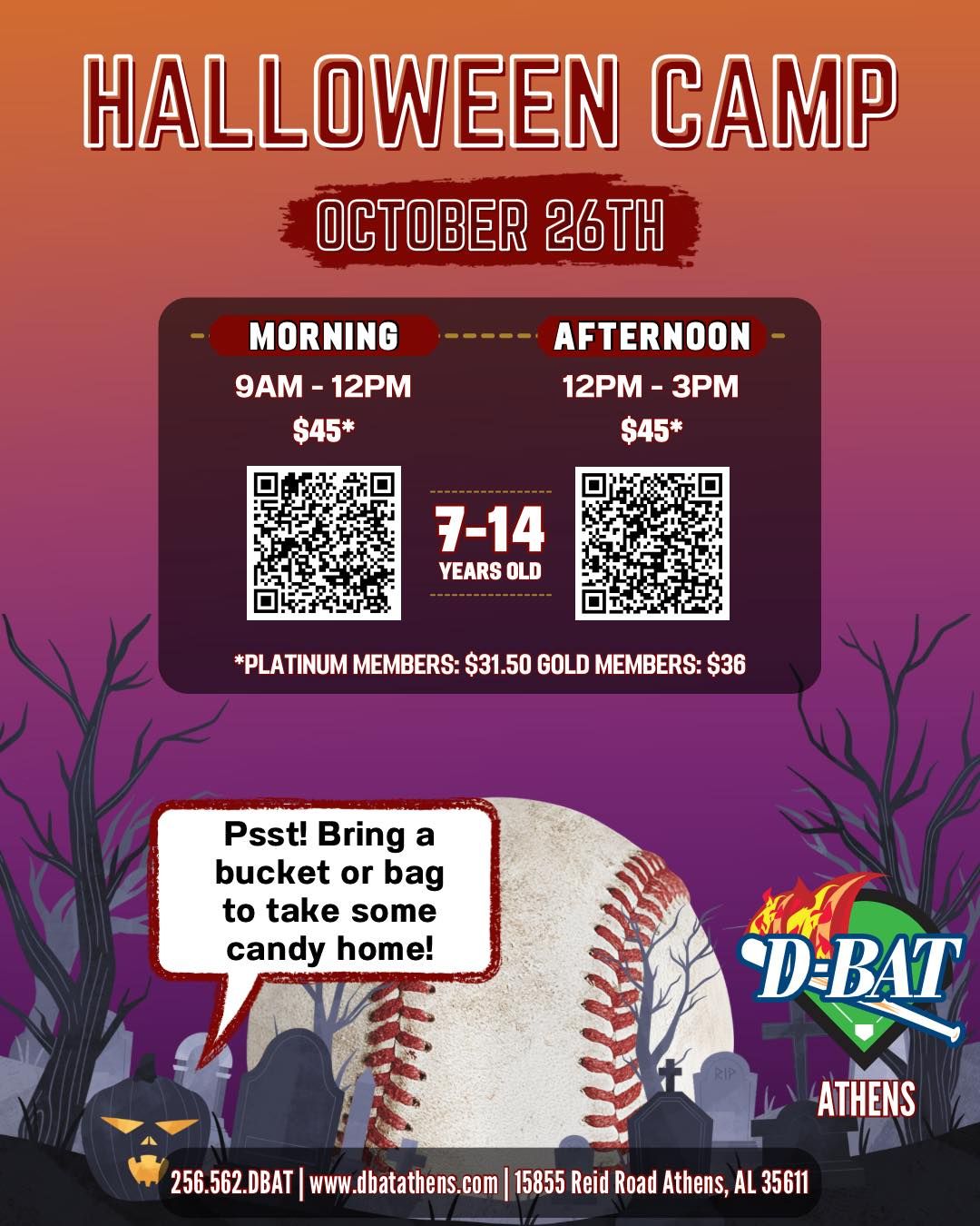 Halloween Baseball & Softball Camp