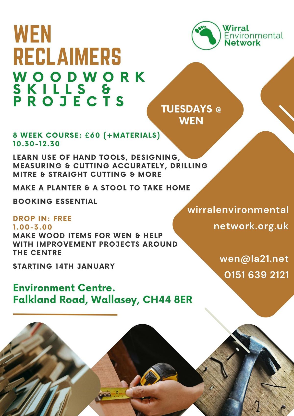 WEN Reclaimers - start of 8 week woodwork skills course