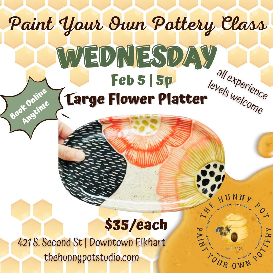 CLASS | Paint Your Own Large Flower Platter