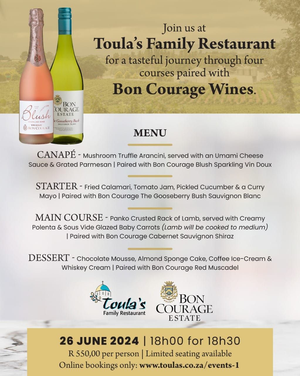 Wine & Dine with Bon Courage 