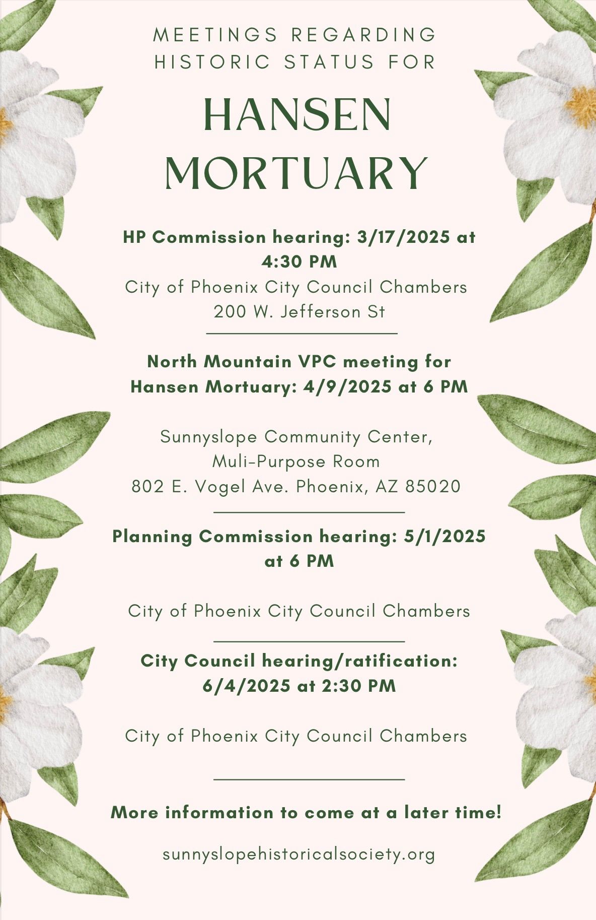 Hansen Mortuary Planning and Commission Meeting