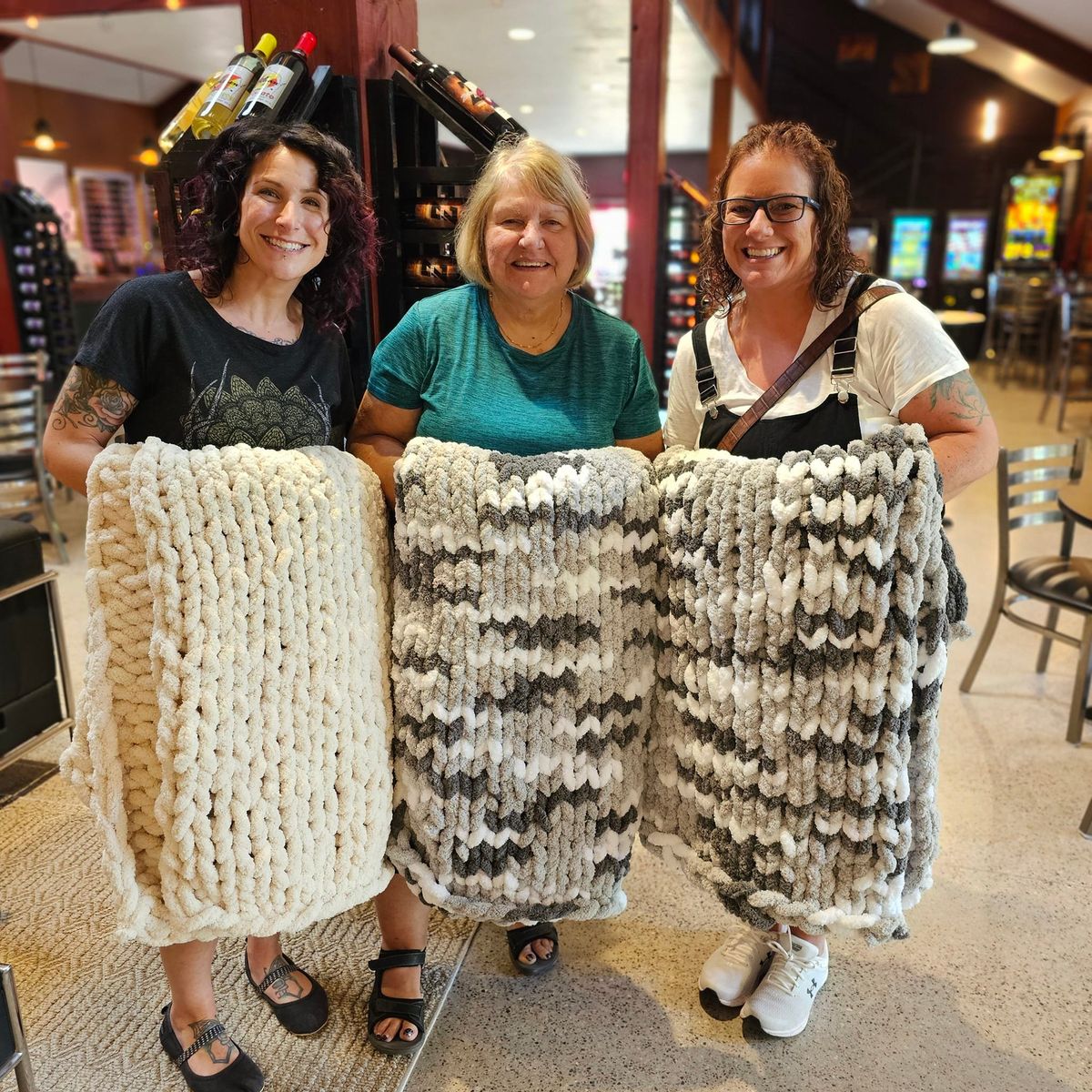 5 SPOTS LEFT! Feb 25th - Waterfront Wine Bar Chunky Knit Blanket Workshop 