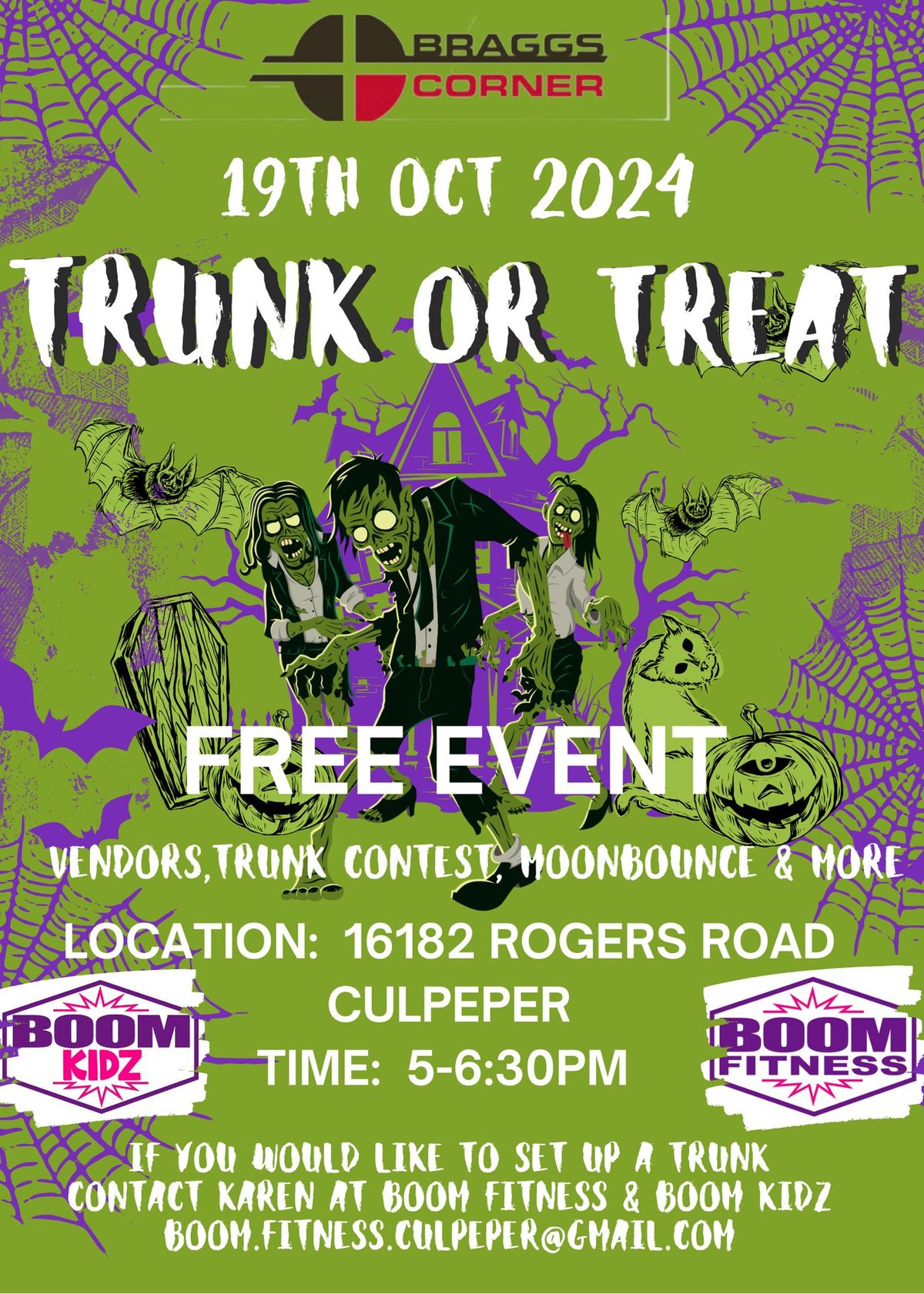 Braggs Corner Trunk or Treat-BOOM Fitness & BOOM KIDZ