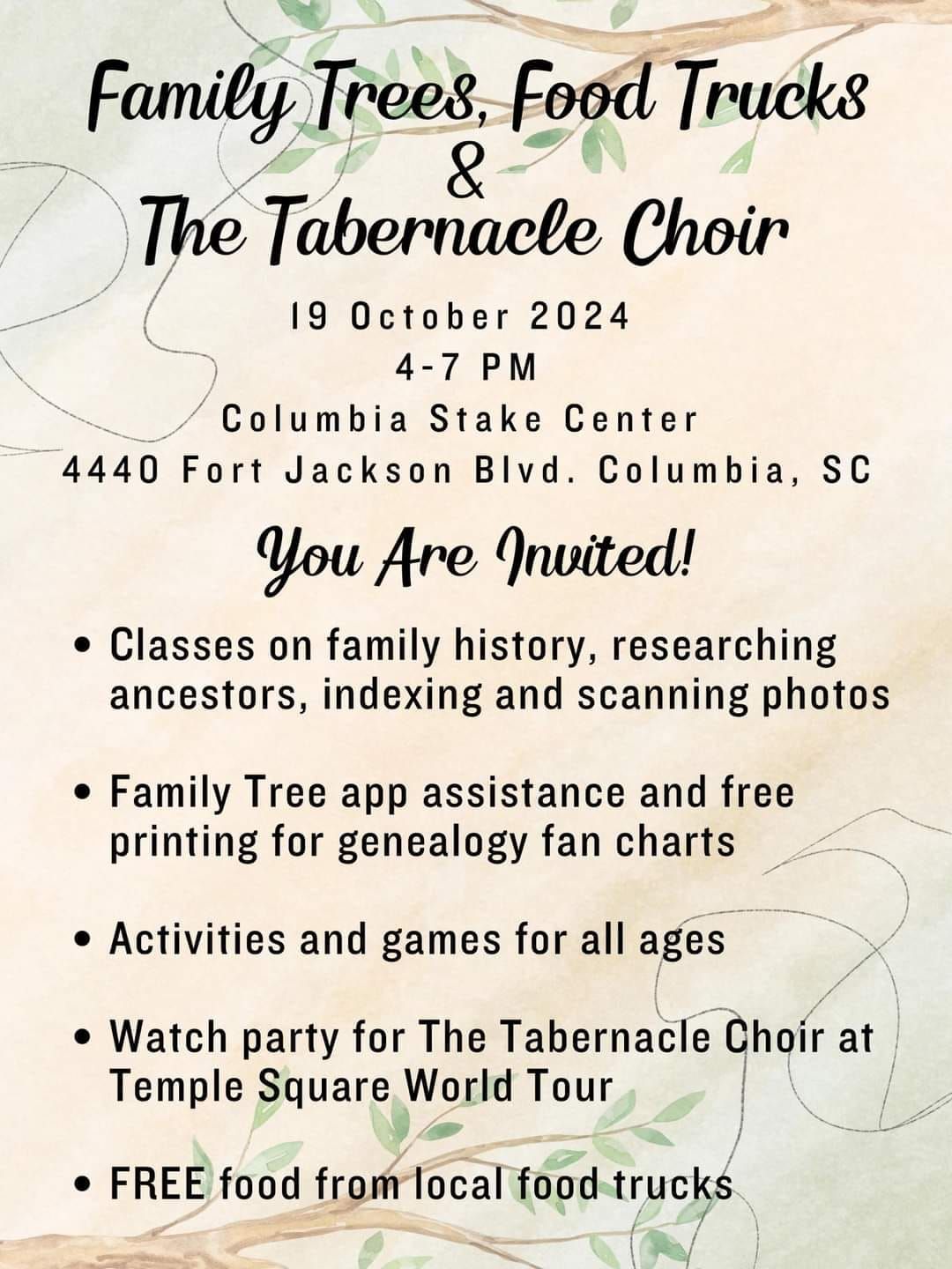 Family Trees, Food Trucks and the Tabernacle Choir\n\n