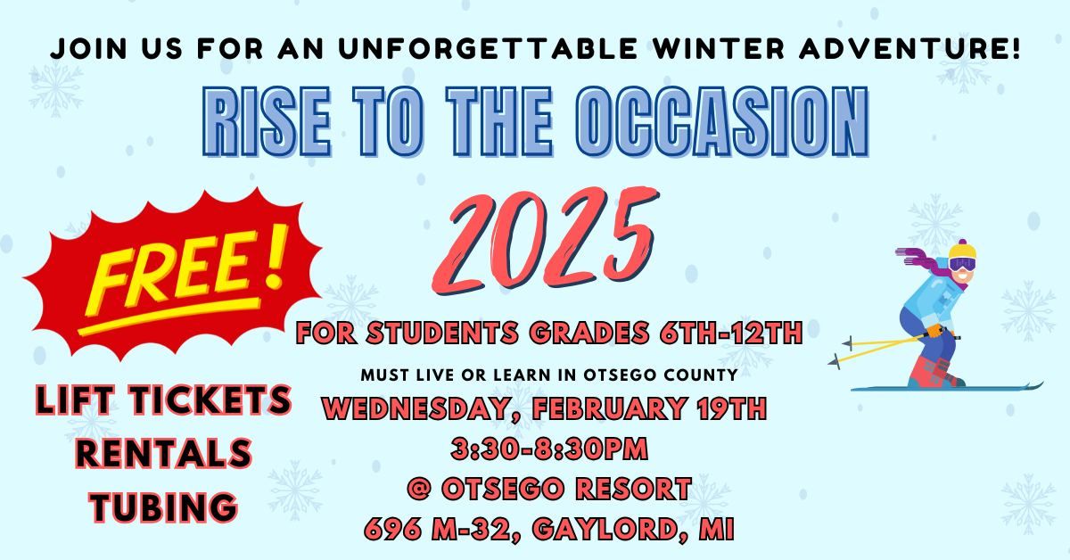 5th Annual RISE to the OCCASION Ski and Tubing at Otsego Resort