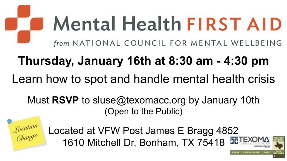 Mental Health First Aid Training - Open to the Public