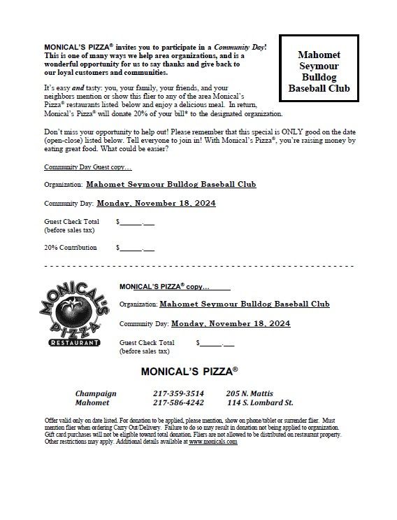 MONICAL'S PIZZA Community Day