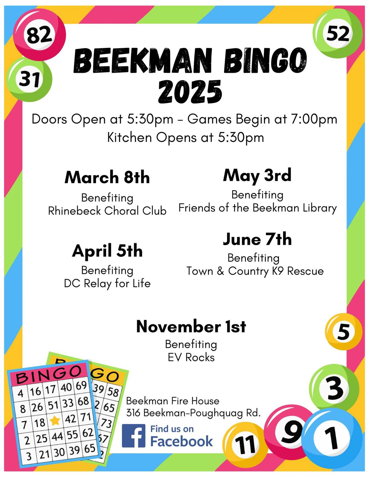 Beekman Fire Company Auxilary BINGO