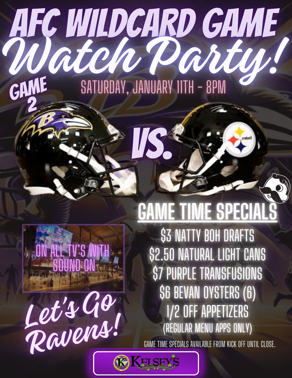 AFC WILDCARD PLAYOFF WATCH PARTY - RAVENS VS. STEELERS